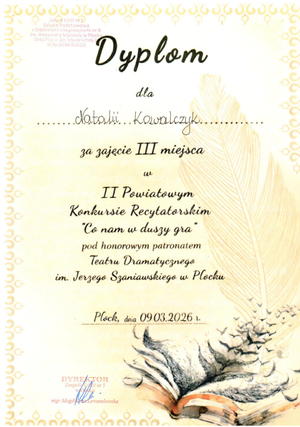 „Co nam w duszy gra” – konkurs recytatorski